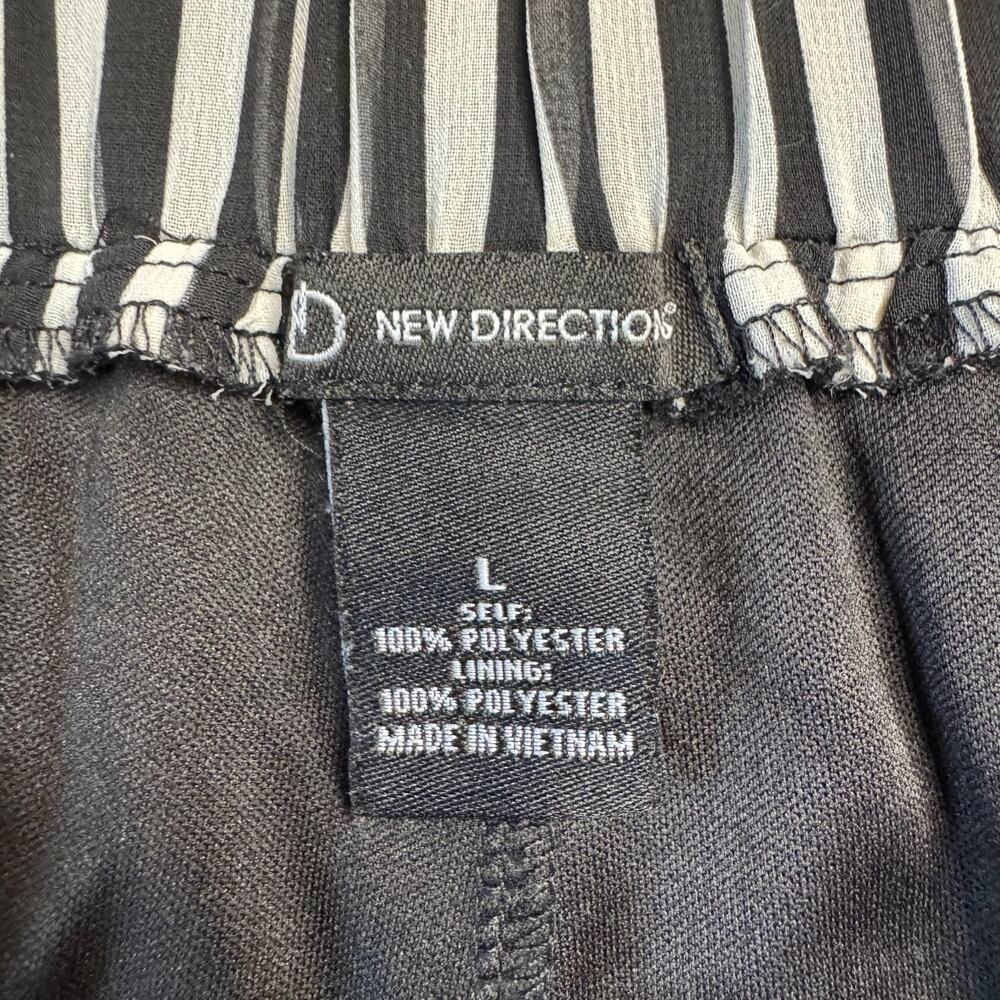 New Directions Black White Stripe Wide Leg Lined Palazzo Pants Womens Sz Large - Picture 2 of 6
